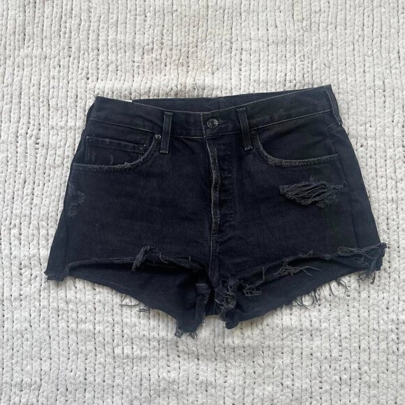Agolde Black Parker Cut-Off Short - Size 28 - Picture 2 of 6